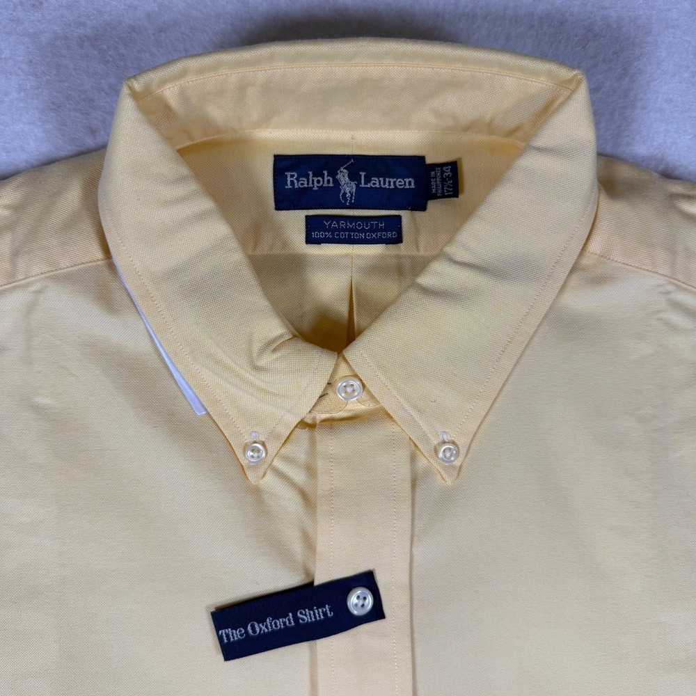 Polo Ralph Lauren Yarmouth Shirt 17.5 34 Yellow Oxford NWT Dress Shirt Pony - Picture 3 of 9